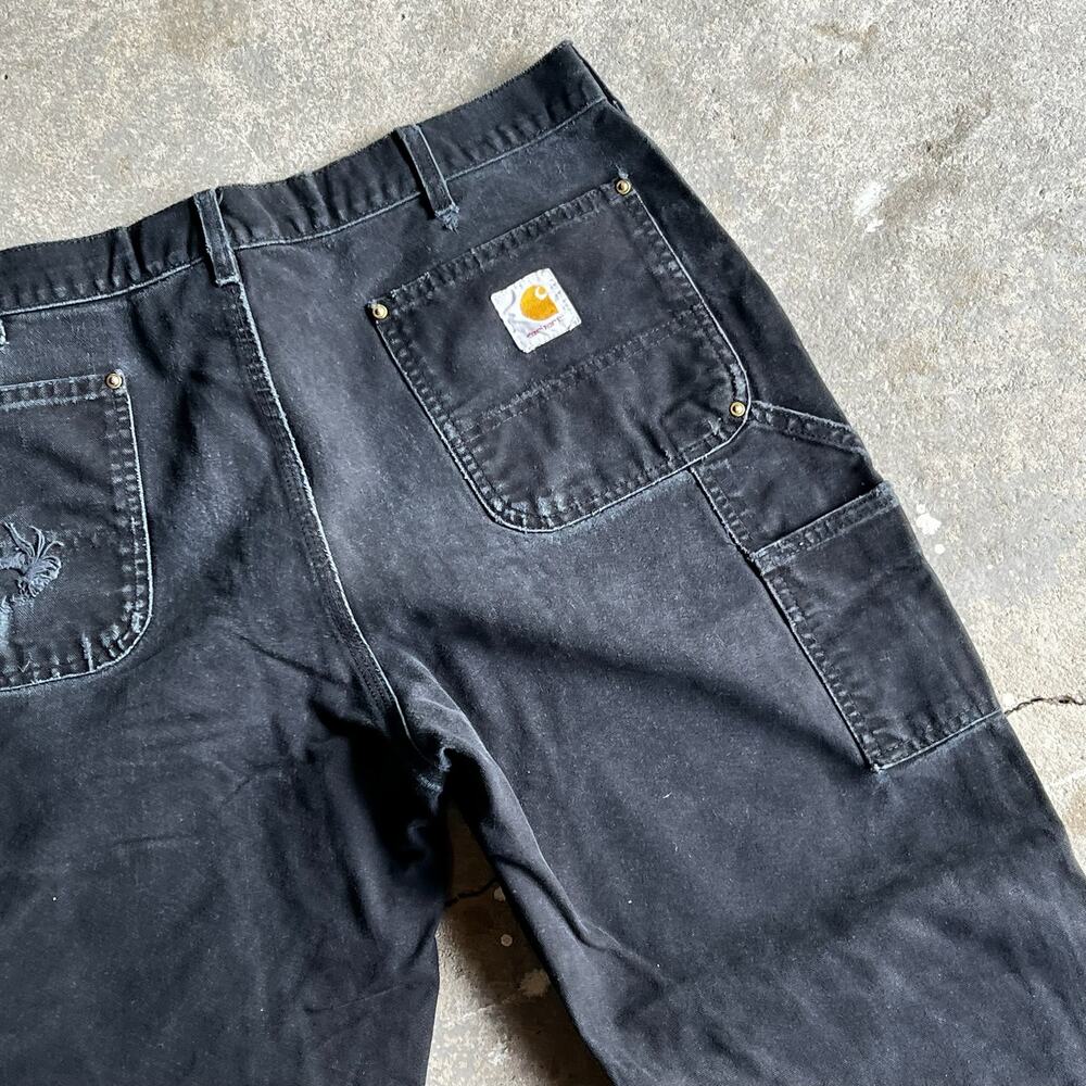 Carhartt faded black double knee work wear carpenter pants - Picture 8 of 12
